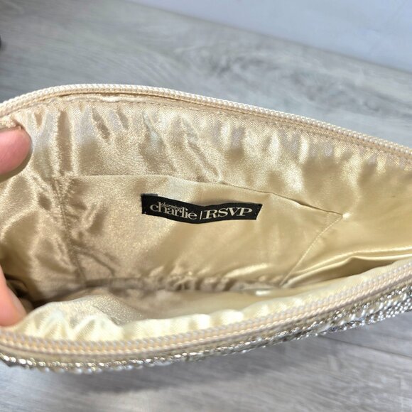 Beaded Clutch Evening Bag Formal Cocktail Purse Wristlet Satin Pearls Art Deco - Picture 5 of 7